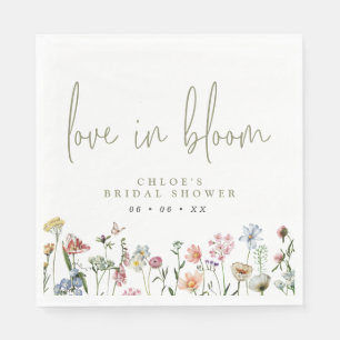 Liebe von Wildblumen im blühenden Brautparty Serviette