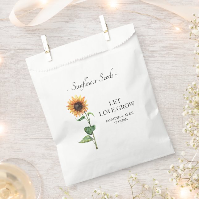 Liebe wachsen Sonnenblumenkerne, Hochzeit gelassen Geschenktütchen (Ausgeschnitten)