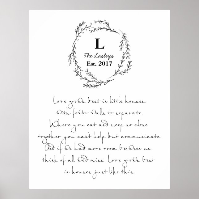Liebe wächst am besten in kleinen Häusern mit maßg Poster (Vorne)