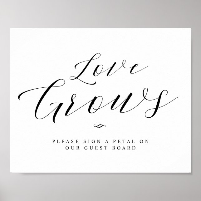 Liebe wächst Blume Petal Guest Board Hochzeitssing Poster (Vorne)