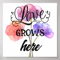 Liebe wächst hier | Blumenposter