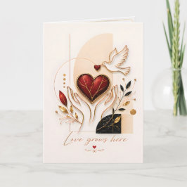 Liebe wächst hier – Goldene Taube und Herz Luxus-K Karte