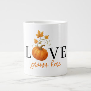 LIEBE wächst hier Kürbisbriefe Herbst Jumbo-Tasse