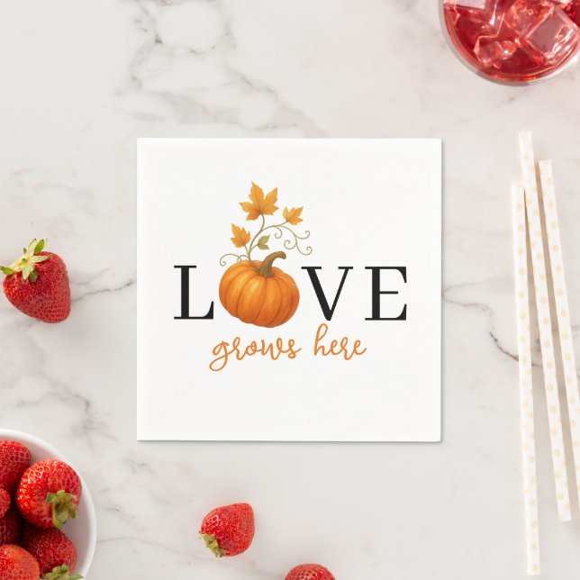 LIEBE wächst hier | Kürbisbriefe Herbst Serviette (Beispiel)