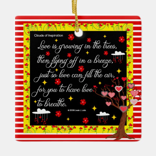 Liebe wächst im Baumschmuck Keramikornament (Vorderseite)