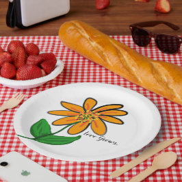 Liebe wächst orange Gelbblüte Pappteller