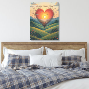 Liebe wächst sonniges Herz Landschaft Kunst Leinwanddruck