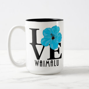 LIEBE Waimalu Blue Hibiskus 15oz Zweifarbige Tasse