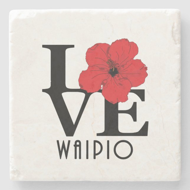 LIEBE Waipio Hawaii Roter Hibiskus Steinuntersetzer (Vorderseite)