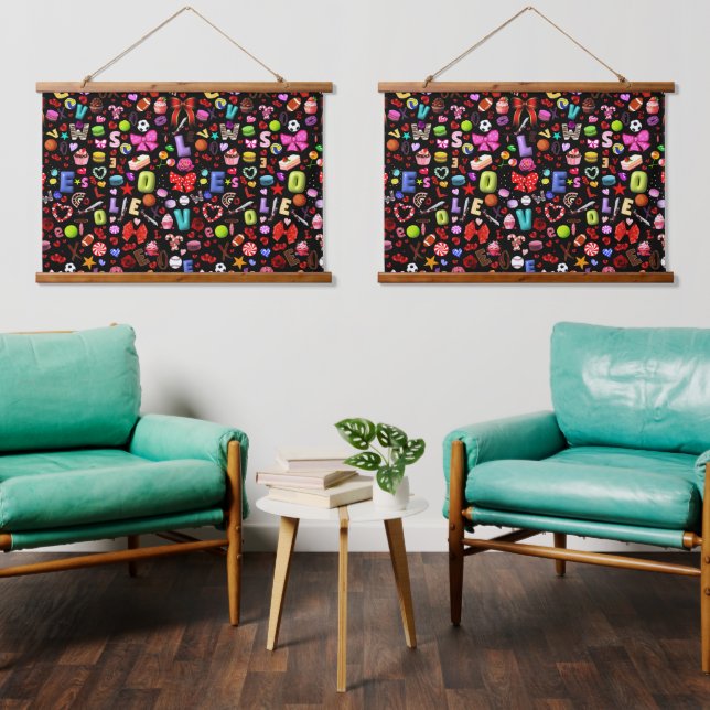 Liebe Wandteppich Mit Holzrahmen (Wohnzimmer)