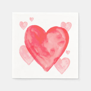 Liebe Wasserfarbe Rotes Herz Party Napkins Serviette