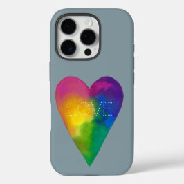 "LIEBE" Wasserfarbenherz iPhone 16 Pro Hülle