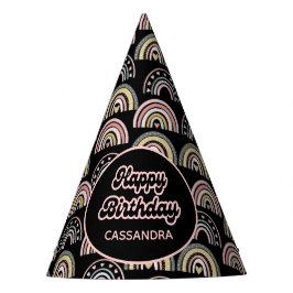 Liebe Watercolor Pastel Boho Rainbow Black Partyhütchen