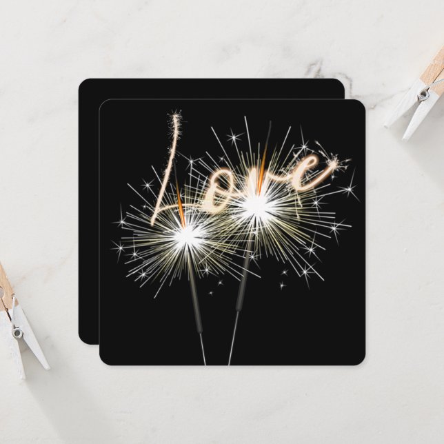 Liebe Wedding Sparklers auf schwarze Einladung (Vorderseite/Rückseite Beispiel)