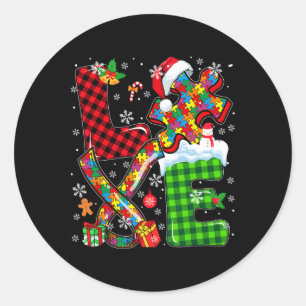 Liebe Weihnachten Autismus Bewusstsein Santa Puzzl Runder Aufkleber