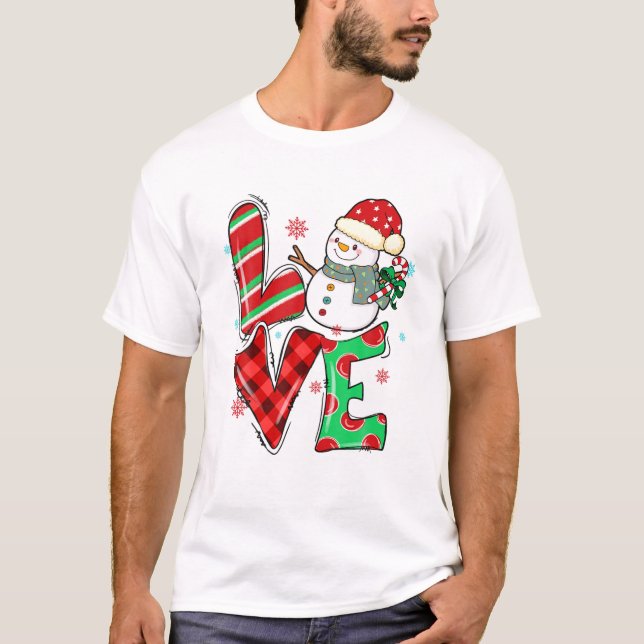 Liebe Weihnachten Schneemann Weihnachten 2021 T-Shirt (Vorderseite)