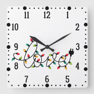 Liebe Weihnachts-Farblichter Text-45872 Quadratische Wanduhr