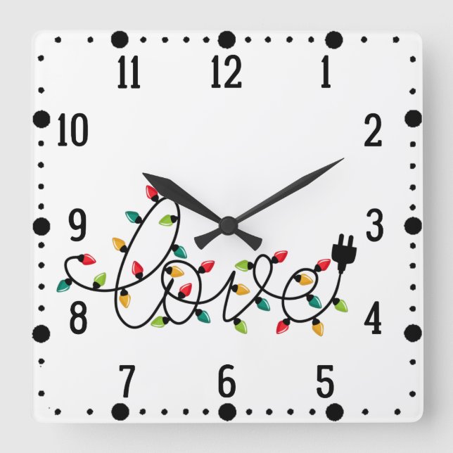 Liebe Weihnachts-Farblichter Text-45872 Quadratische Wanduhr (Vorderseite)