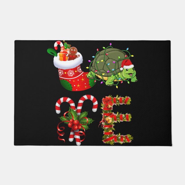 Liebe Weihnachtsleuchten führte Weihnachtsmannmütz Fußmatte (Vorderseite)