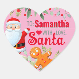 Liebe, Weihnachtsmann Lebkuchen Weihnachten Rosa G Herz-Aufkleber