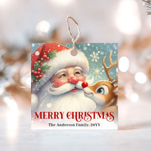 Liebe Weihnachtsmann- und Rudolph-Weihnachtsgesche Geschenkanhänger