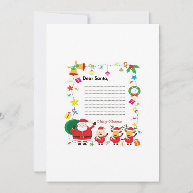 Liebe Weihnachtsmann, Weihnachtsliste für Kinder Einladung (Vorderseite)