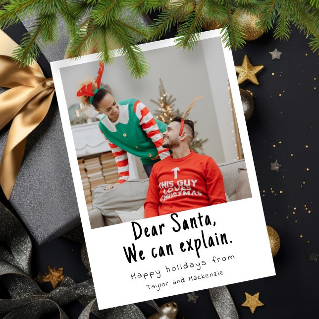 Liebe Weihnachtsmann, wir können Weihnachten Foto  (Dear Santa We Can Explain Christmas Photo Holiday Card by Ricaso. A fun photo card for all ages)