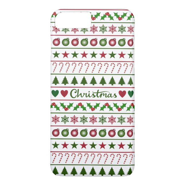 Liebe-Weihnachtsmotiv-Muster-Grün-weißes Rot Case-Mate iPhone Hülle (Rückseite)