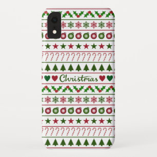 Liebe-Weihnachtsmotiv-Muster-Grün-weißes Rot Case-Mate iPhone Hülle