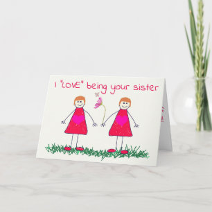 Liebe & WEINANTEIL MIT IHNEN **SISTER** AM GEBURTS Karte
