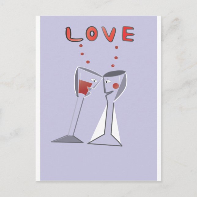 Liebe Weinglas Postkarte (Vorderseite)