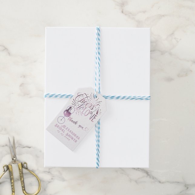 Liebe Weinverkostung Elegantes Brautparty Geschenkanhänger (Mit Garn)