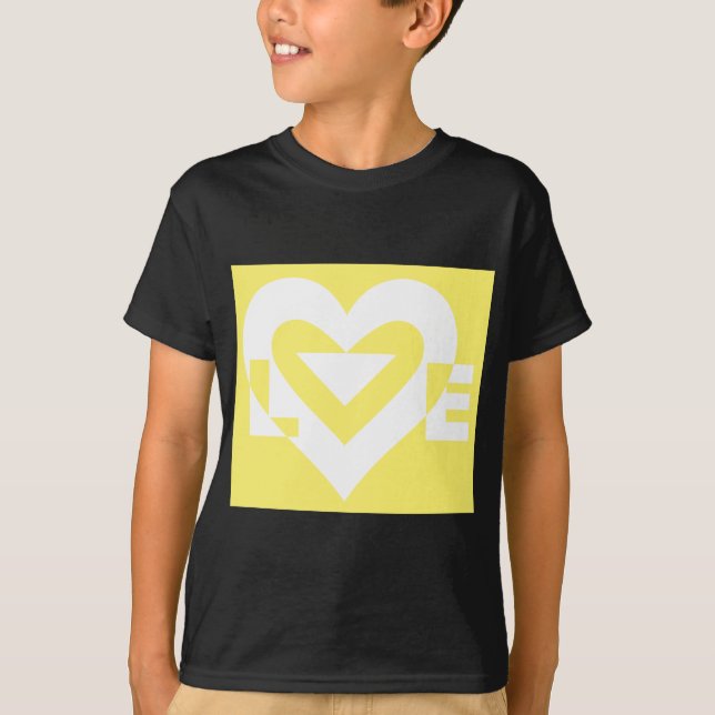 Liebe Weiß auf Gelb T-Shirt (Vorderseite)