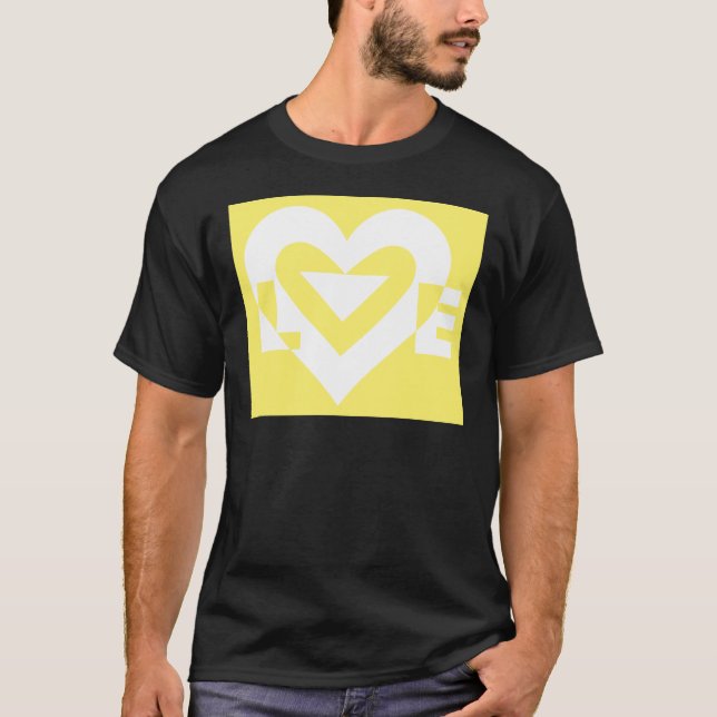 Liebe Weiß auf Gelb T-Shirt (Vorderseite)
