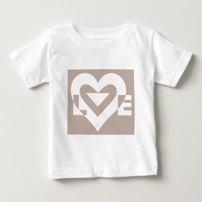 Liebe Weiß auf Grau Baby T-shirt (Vorderseite)
