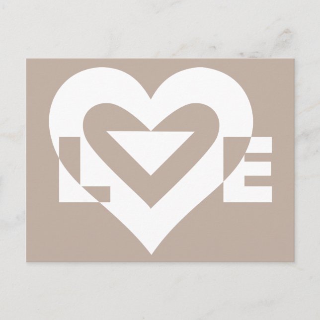 Liebe Weiß auf Grau Postkarte (Vorderseite)