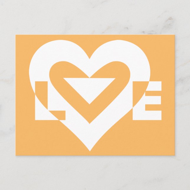 Liebe Weiß auf Orange Postkarte (Vorderseite)