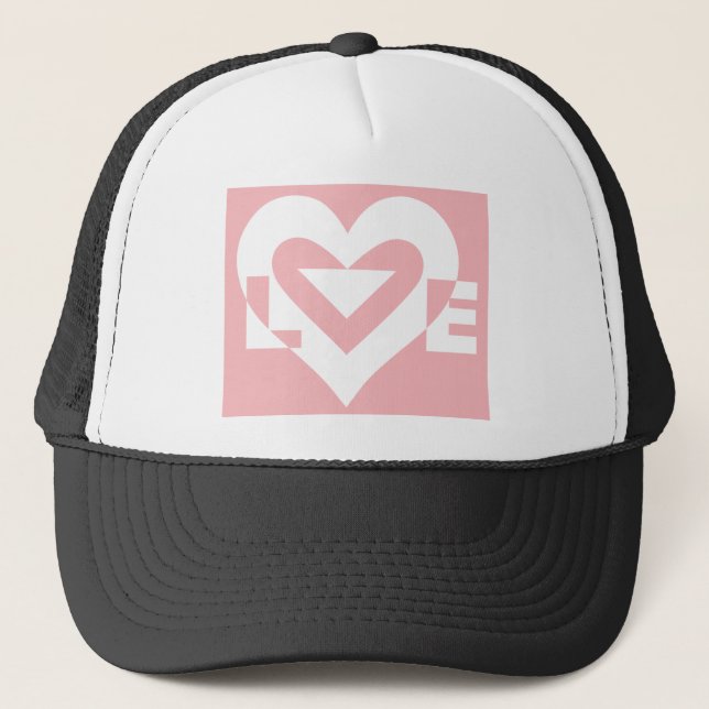 Liebe Weiß auf Rosa Truckerkappe (Vorderseite)
