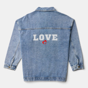 Liebe Weiße Typografie und einfaches Rotes Herz Jeansjacke