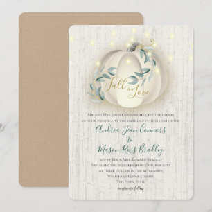 Liebe Weißer Pumpkin & Lichter Rustikale Hochzeit Einladung