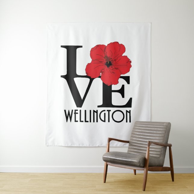LIEBE Wellington Red Hibiskus Wandteppich (Beispiel)