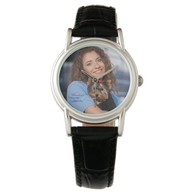 Liebe Welpen Hund Tier Foto personalisieren Armbanduhr (Vorderseite)