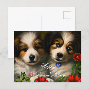 Liebe Welpen Valentinstag Postkarte