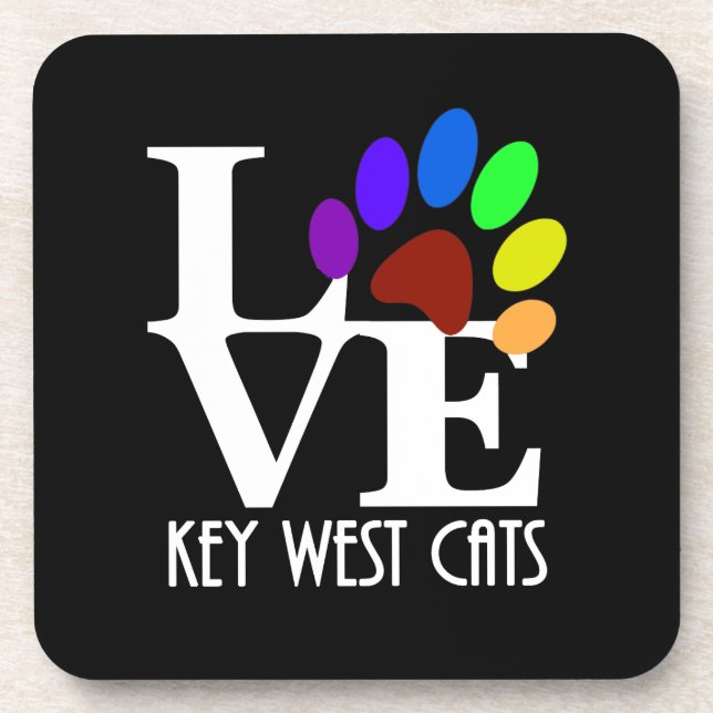 LIEBE West Cats (weißer Text) Getränkeuntersetzer (Vorderseite)