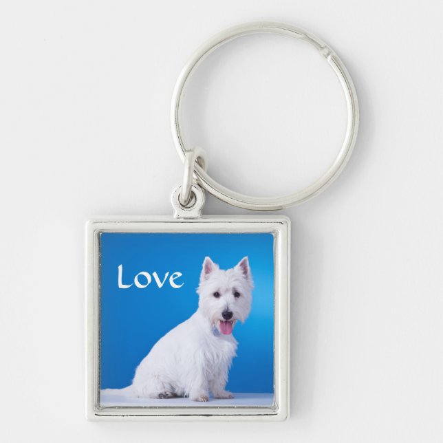 Liebe West Highland Terrier Westie Schlüsselkette Schlüsselanhänger (Vorne)