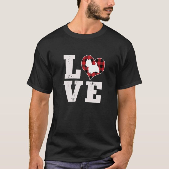 Liebe Westie Dog Lover Gift Dog Buffalo Kariertes  T-Shirt (Vorderseite)