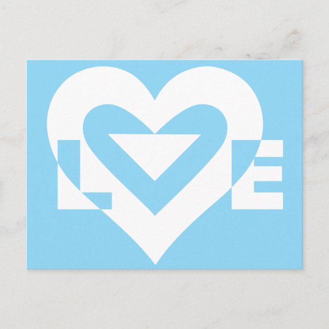 Liebe White auf Blue Postkarte (Vorderseite)