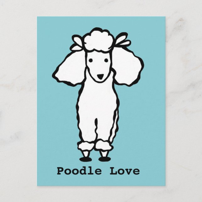 Liebe White Poodle Dog Postkarte (Vorderseite)