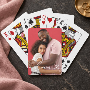 Liebe White Script Herz Custom Foto Spielkarten
