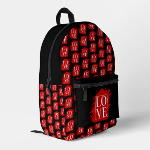 LIEBE WHITE TYPOGRAPHY RED ART BEDRUCKTER RUCKSACK